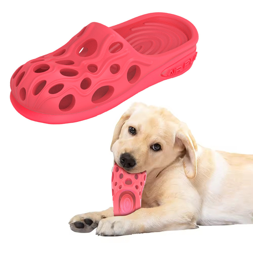 Durable Rubber Dog Chew Toy Slipper Shape for Self Entertainment Teeth Cleaning