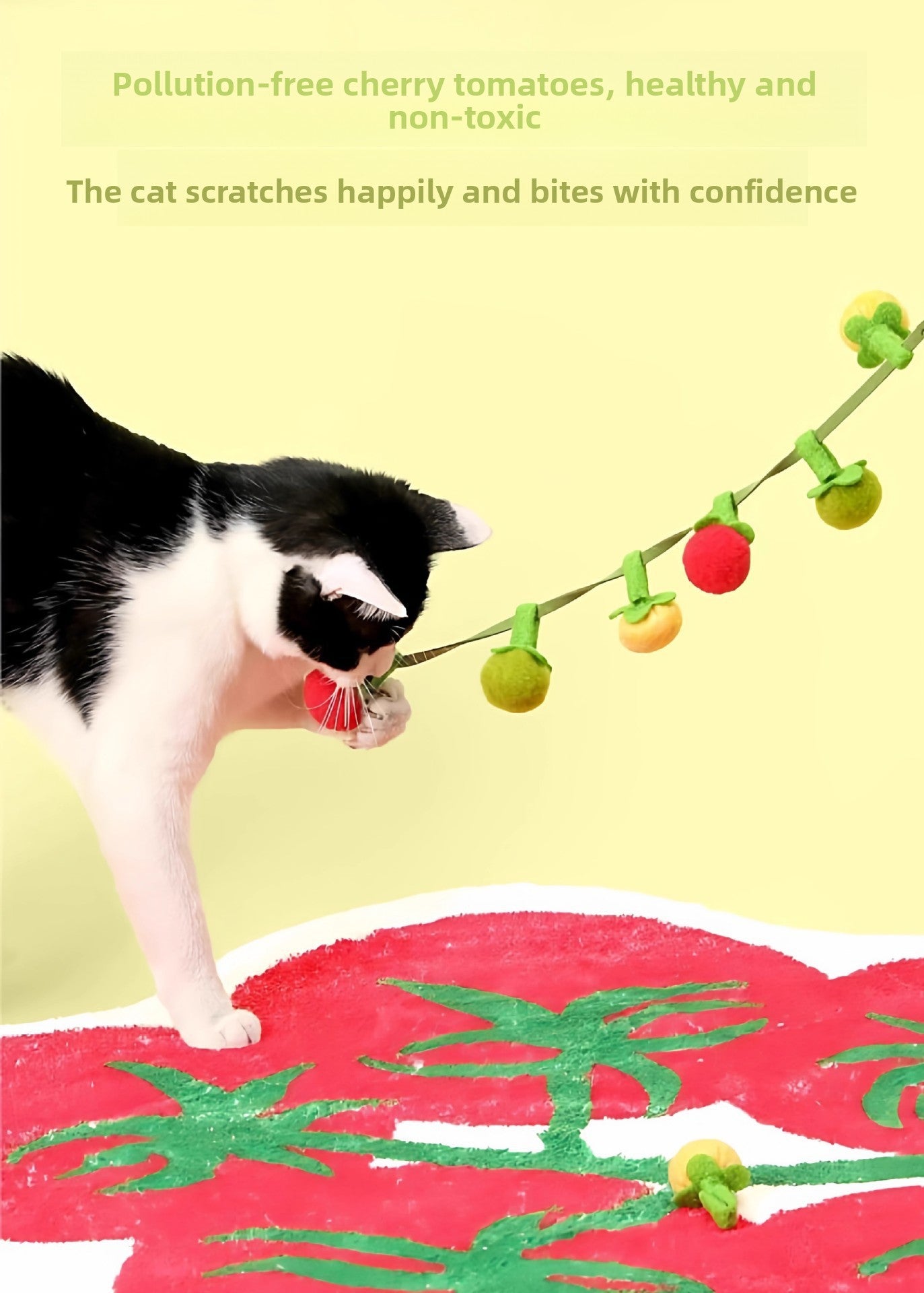 Tomato Shaped Teaser Stick Persimmon String Cat Toy Self Entertainment Boredom Buster with Bell
