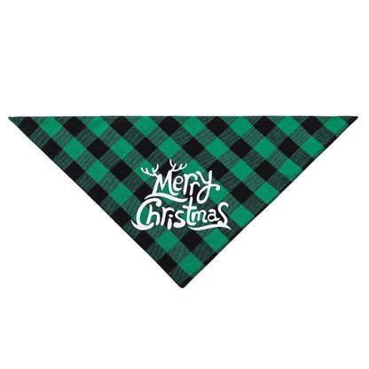 100% Cotton Plaid Pet Bib Triangle Scarf Perfect for Christmas Dog