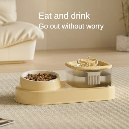 Large capacity water dispenser cat bowl circulating water and food integrated bowl