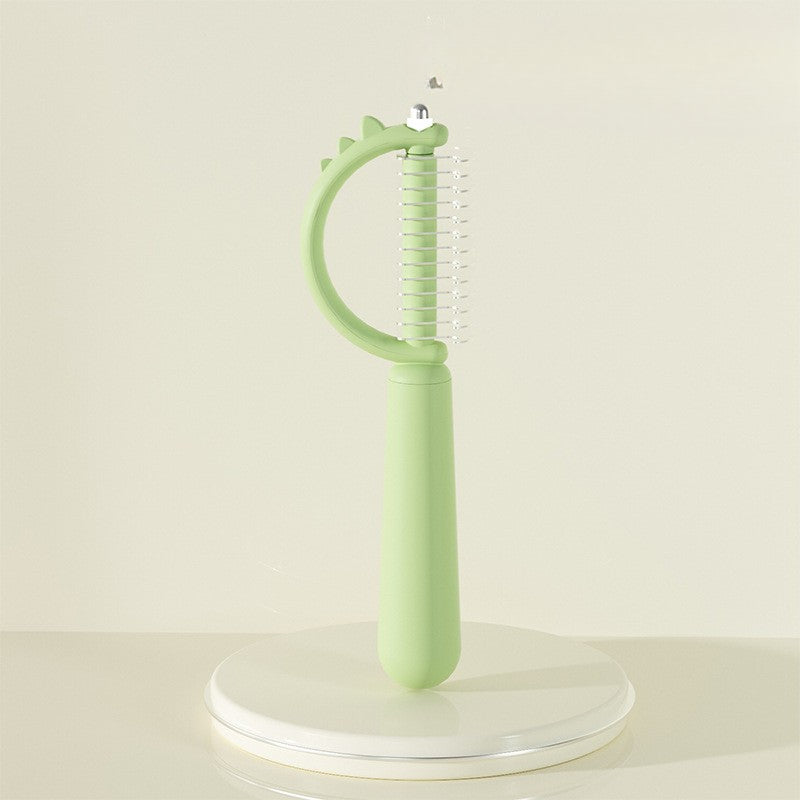 Double Sided Cat Comb for Shedding Small Dinosaur Cute Design Pet Grooming Brush Massage Knot Comb Macaron Colors Long Hair Short Hair