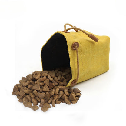 Portable Pet Dog Snack Bag Outdoor Drawstring Canvas Dog Food Bag Dog Supplies