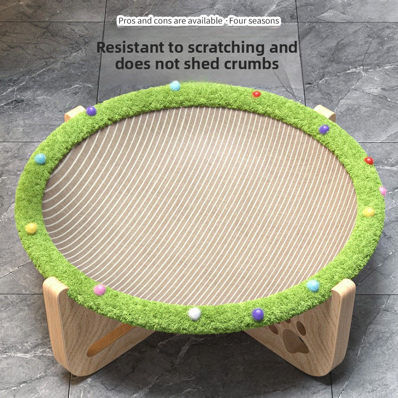 Integrated AllSeason Cat Bed Trampoline Wooden Scratcher MoistureProof Breathable Hammock