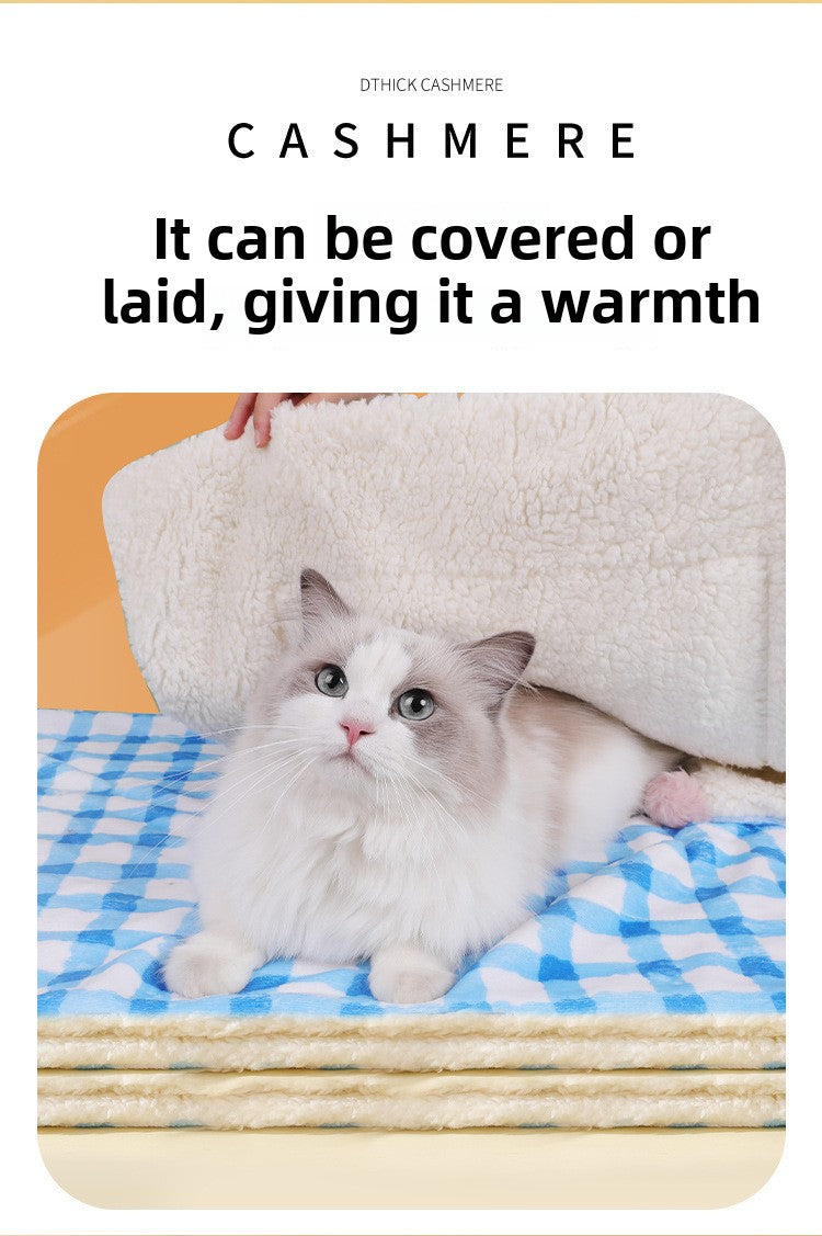 Pet Warm Blanket for Winter Cat Nest Dog Mat Soft Grid Carpet