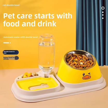 Slanted Mouth Pet Bowl Double Design Automatic Drinking Anti Choke Dog Cat Bowl