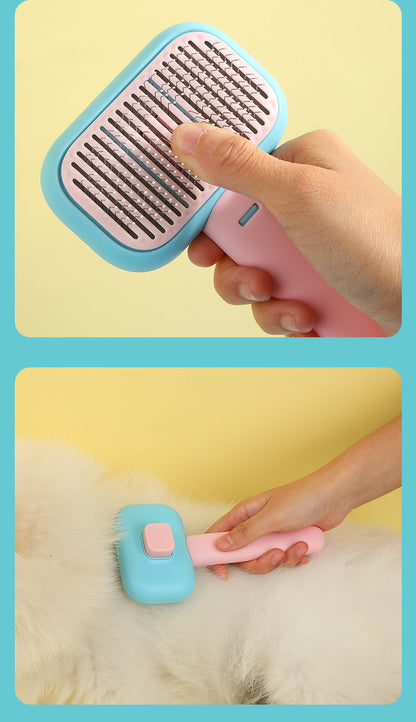 Professional Stainless Steel Pet Deshedding Brush One Click Hair Removal Comb for Cats Dogs Effective Grooming and Massage Tool