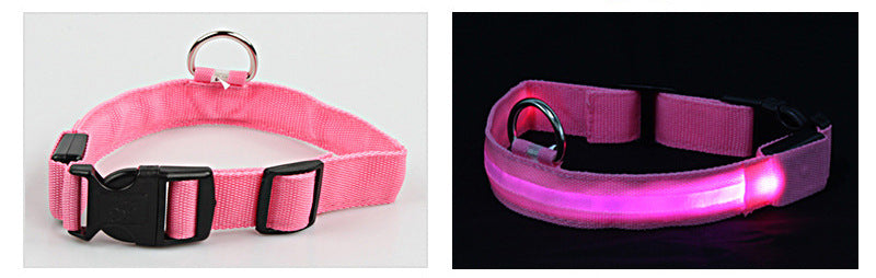 LED Dog Collar Glowing Light Up Pet Collar with Mesh Belt Adjustable Reflective Safety Collar for Large Medium Small Dogs