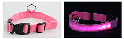LED Dog Collar Glowing Light Up Pet Collar with Mesh Belt Adjustable Reflective Safety Collar for Large Medium Small Dogs