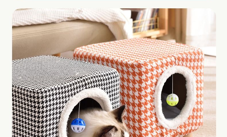 Solid Wood Cat Nest Stool Storage for People and Cats Sharing Cat Supplies Little Kitten House House Four Seasons Warm Cat and Dog Tent