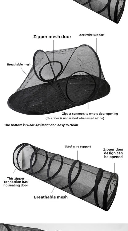 Outdoor Pet Tent Nest and Foldable Cat Toy Tunnel Set for Fun Play