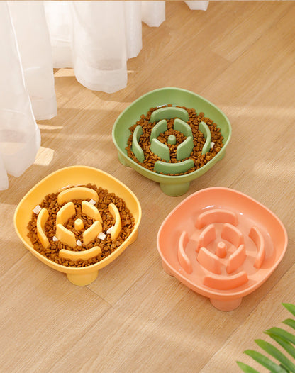 Pet Choking Prevention Flower Small Square Four-Legged Dog Slow Feeder