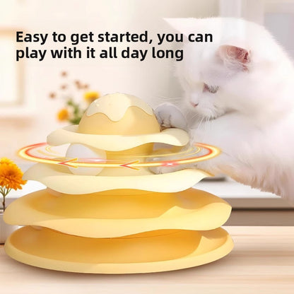 Three Layer Ice Cream Track Cat Play Board for Kitten Self Entertainment Boredom Busting Toy