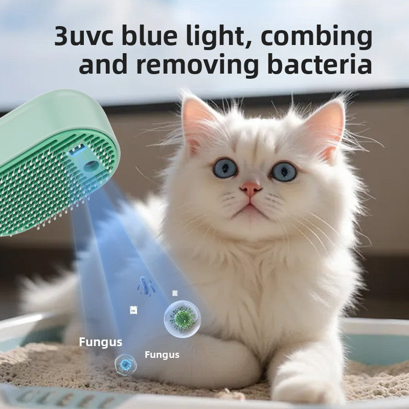 Magic Cat and Dog Hair Brush with Antibacterial Blue Light Spray Professional Pet Grooming Comb for Shedding Control Effectively Removes Loose Undercoat Fur