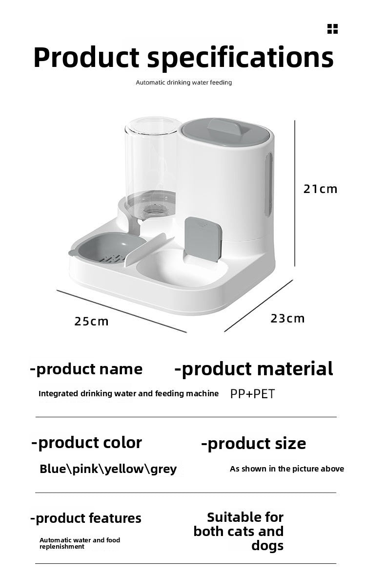 Automatic Cat and Dog Feeder and Water Dispenser Combo with Double Bowls, Neck Protection, Anti-Clumping, Large Capacity Pet Food Utensils