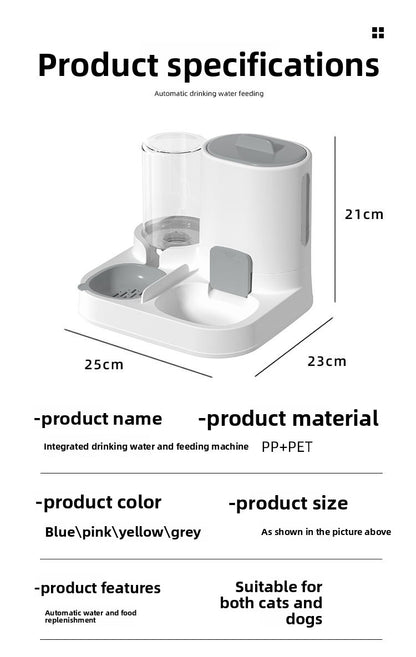 Automatic Cat and Dog Feeder and Water Dispenser Combo with Double Bowls, Neck Protection, Anti-Clumping, Large Capacity Pet Food Utensils