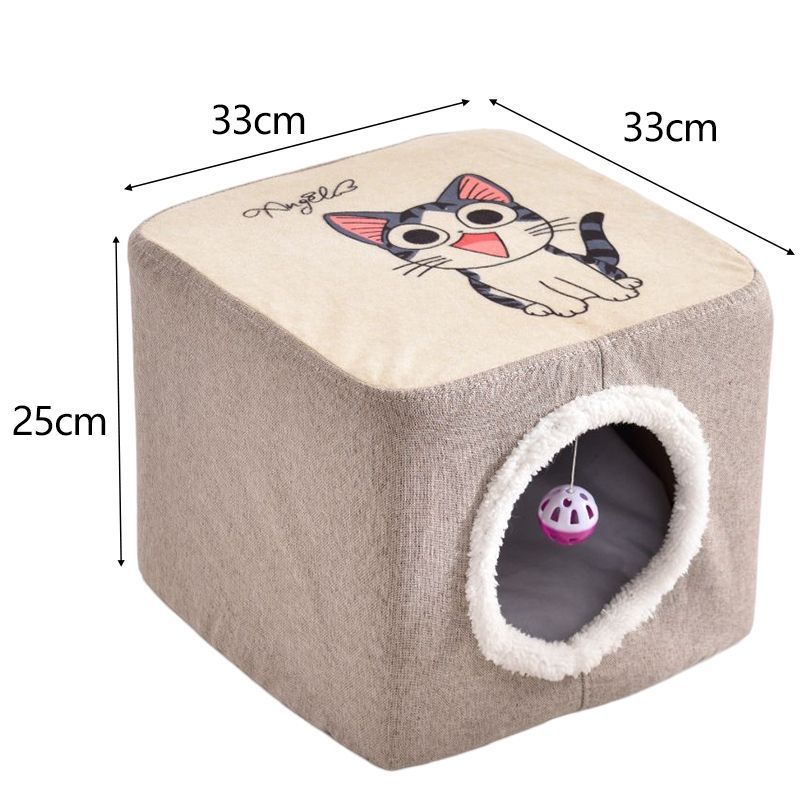 Solid Wood Cat Nest Stool Storage for People and Cats Sharing Cat Supplies Little Kitten House House Four Seasons Warm Cat and Dog Tent
