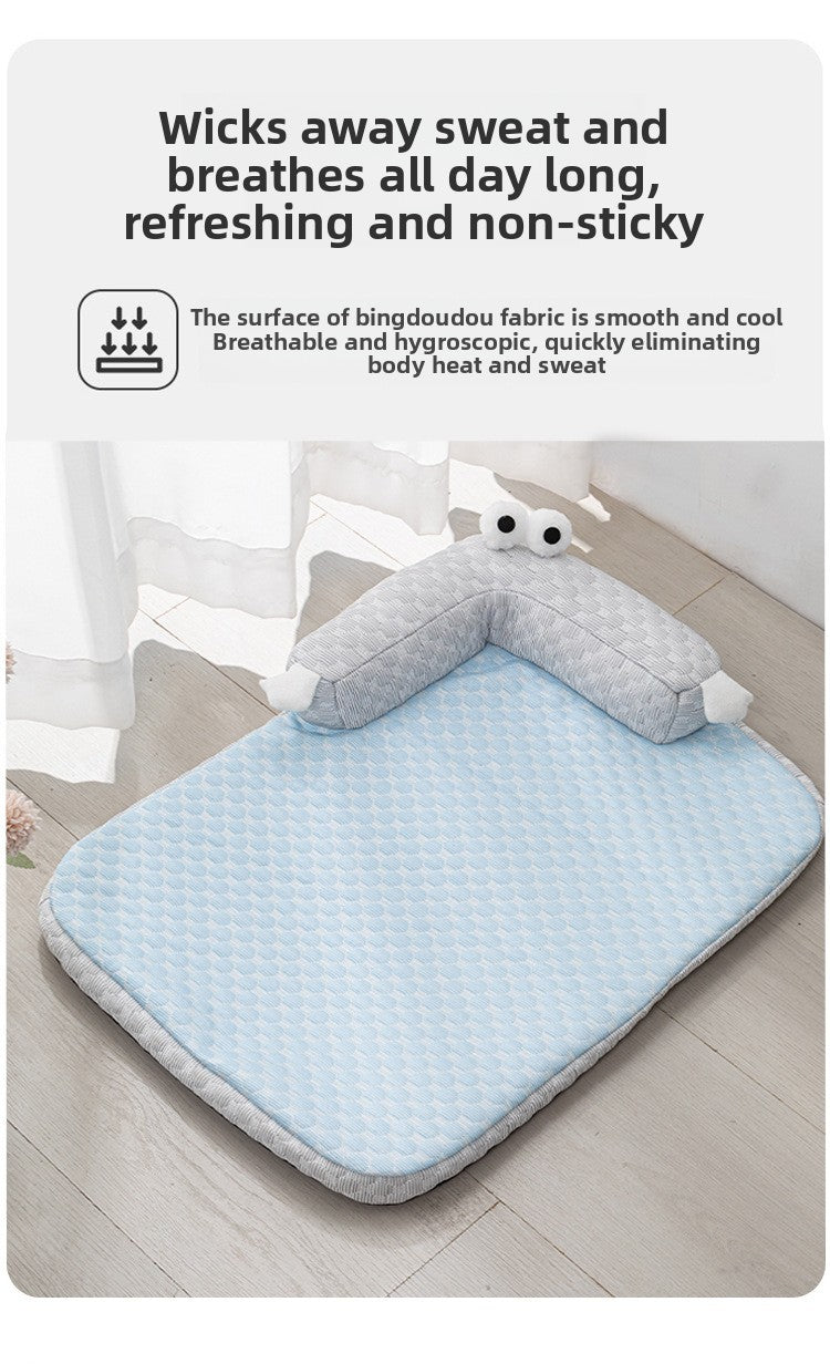Breathable Cooling Dog Bed for Summer Big Eyed Monster Sofa Mat Small Dog Cat Nest Pet House Washable