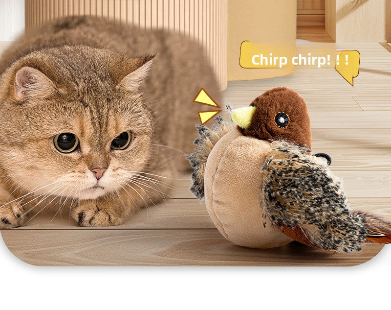 Interactive Cat Toy with Touch Sensitive Sound Plush Bird Hedgehog Capybara Teaser Stick for Teeth Grinding Self Play and Boredom Relief