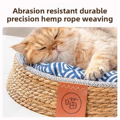 Summer Rattan Cat Villa AllSeason Breathable Comfy ScratchProof Dog House