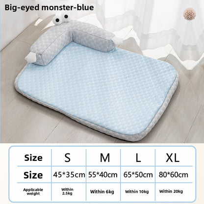 Breathable Cooling Dog Bed for Summer Big Eyed Monster Sofa Mat Small Dog Cat Nest Pet House Washable