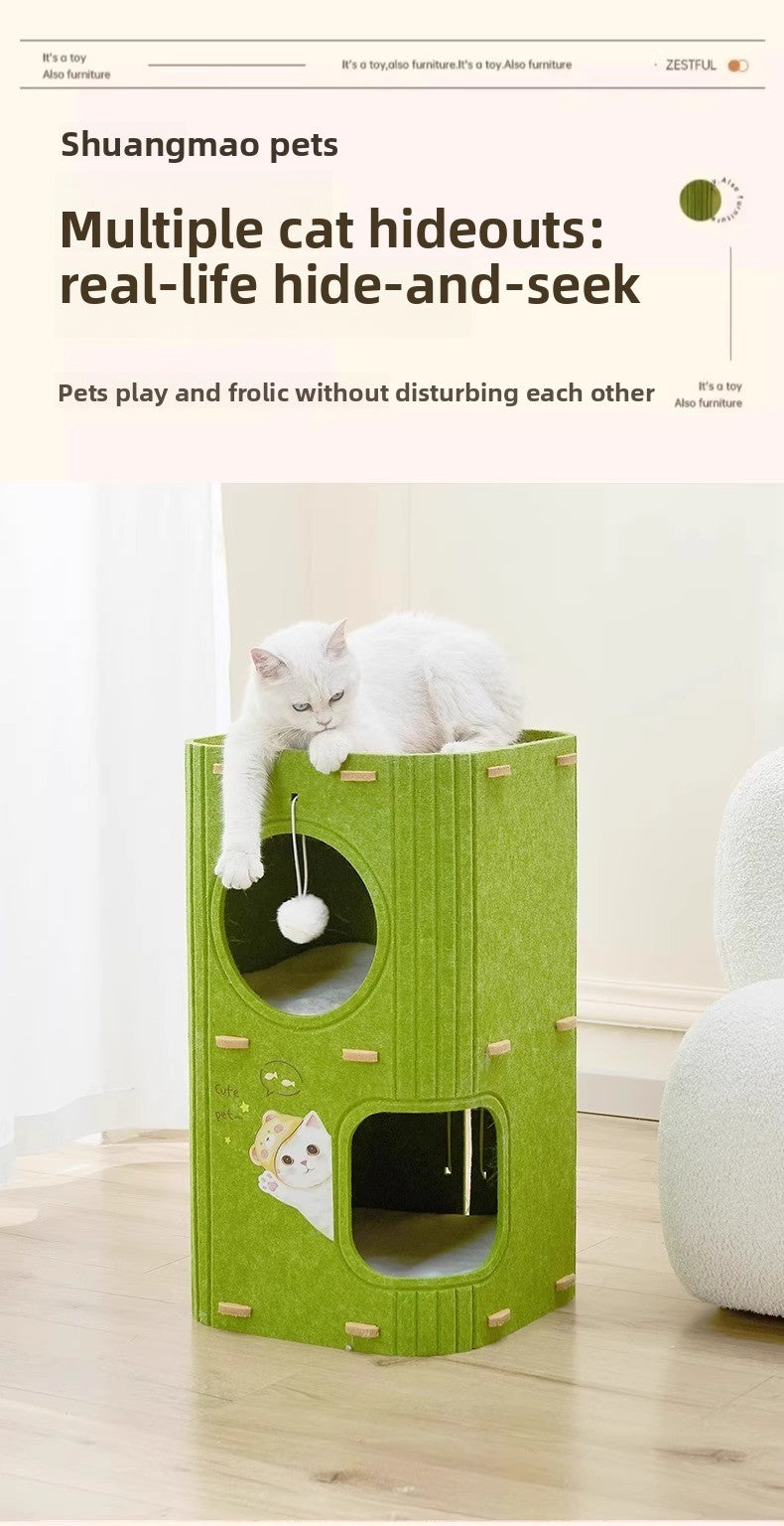 Luxury Multi-layer Pet Cat Tree All-season Design Winter Double-layer Scratching Board Enclosed Cat House