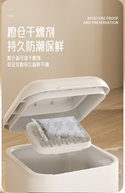 Stainless Steel Cat Bowl Dog Bowl Automatic Water Dispenser with Dry Wet Food Separation Large Capacity Pet Feeder Drinking Fountain Quiet Pump