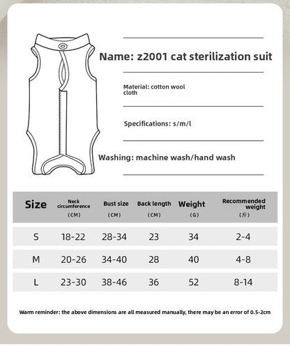 Post Surgery Cat Recovery Suit for Female Cats Anti Lick Cone Alternative Soft Breathable Pet Surgical Suit Spay Neuter Recovery