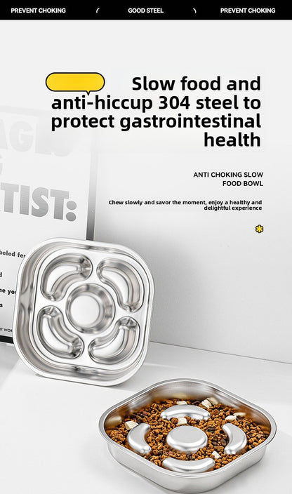 Stainless Steel Slow Feed Pet Bowl