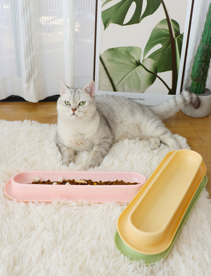 Multi Cat Feeder Long Strip Cat Bowl for Kittens Anti Ant Spill Proof Pet Food and Water Dish Slow Eating Solution