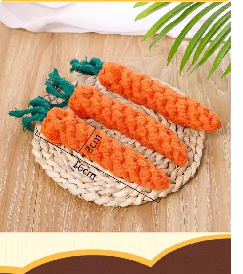 Dog Toy Carrot Knot Design Interactive BiteProof Teeth Cleaning for Small Pets