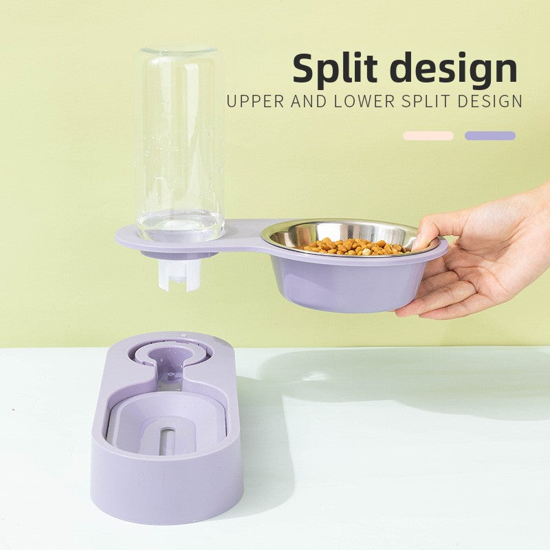 Automatic Pet Water Dispenser with Stainless Steel Double Bowl Rotatable Foldable Dog Cat Feeder for Food and Water Corner Feeding Solution