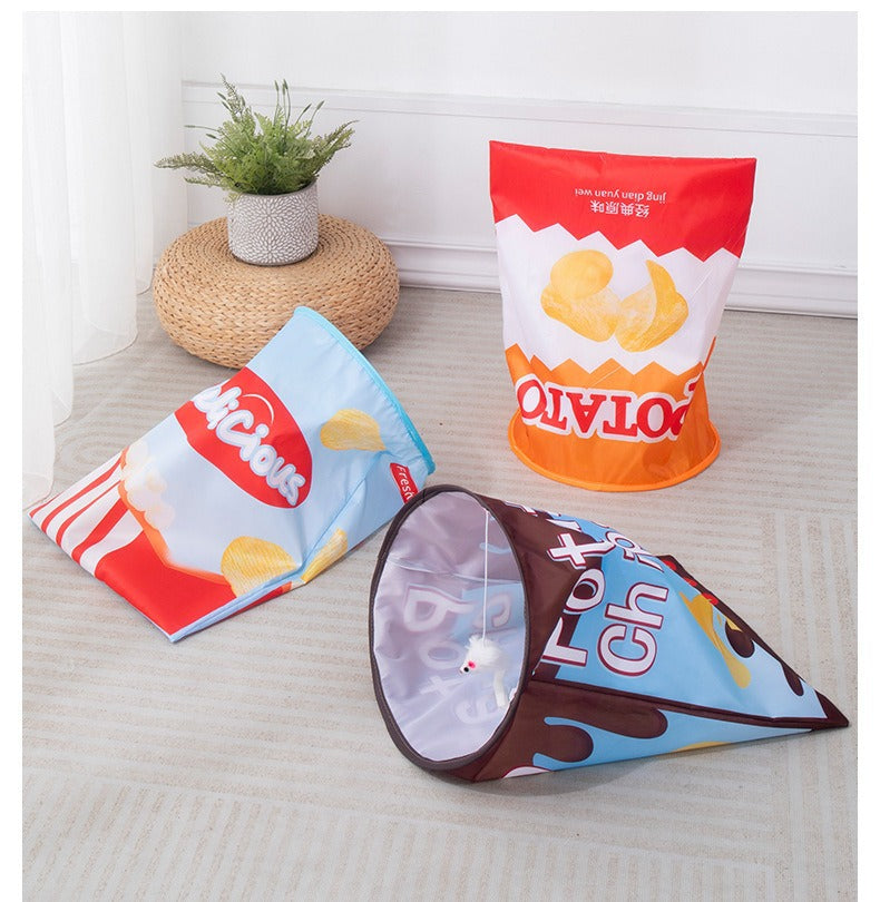 Drill Bag Cat Toy Combo Self Fun Foldable Tunnel Chew Ball Teasing Wand