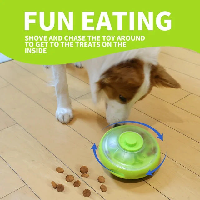 UFO Shaped Pet Interactive Snack Dispenser Dog Slow Feeder Training Toy
