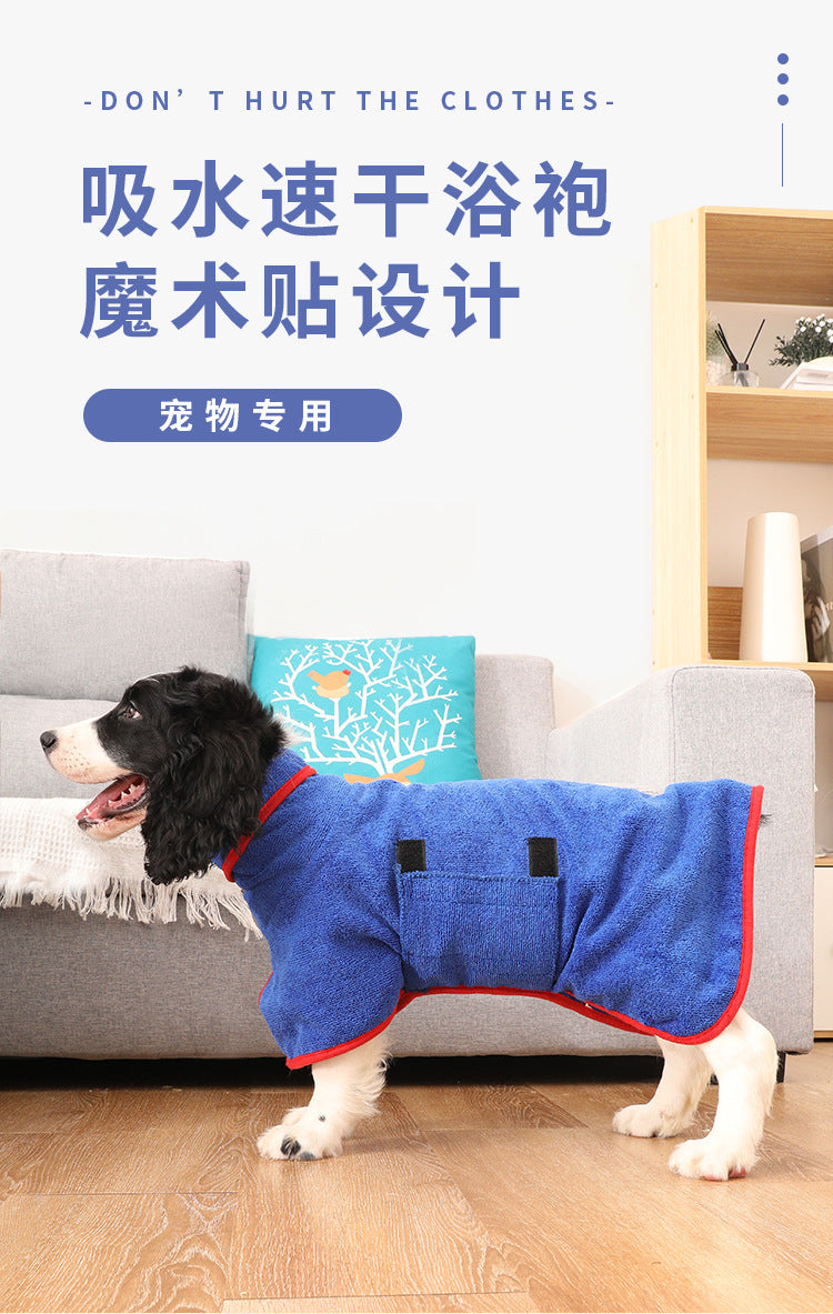 Pet Bath Towel Dog Can Wear Full Body Shower Super Absorbent Bathrobe Towel Blanket