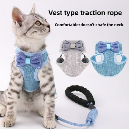 New Bowknot Design Cat Leash Vest-Style Adjustable Walking Harness