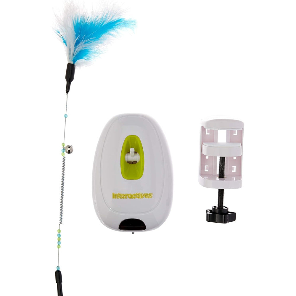 Smart Electric Cat Tease Stick Fixed Knob Auto-Sensing Feather Ribbon Fun Toy