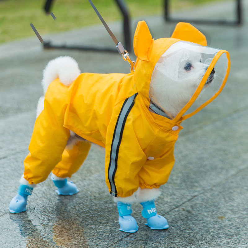 Waterproof Pet Raincoat Full Coverage Four Legged Design for Small and Medium Dogs Summer Outdoor Adventure Cartoon Teddy Dog Clothes