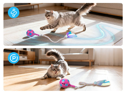 Interactive Q-Bounce Pet Ball Automatic Rolling Smart Fun with Tail Bell