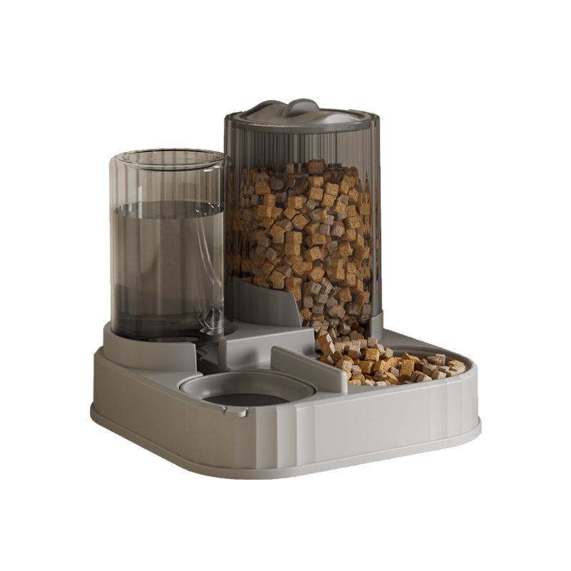 Cat Water Fountain Combined with Automatic Pet Feeder and Flowing Drinking Water Bowl