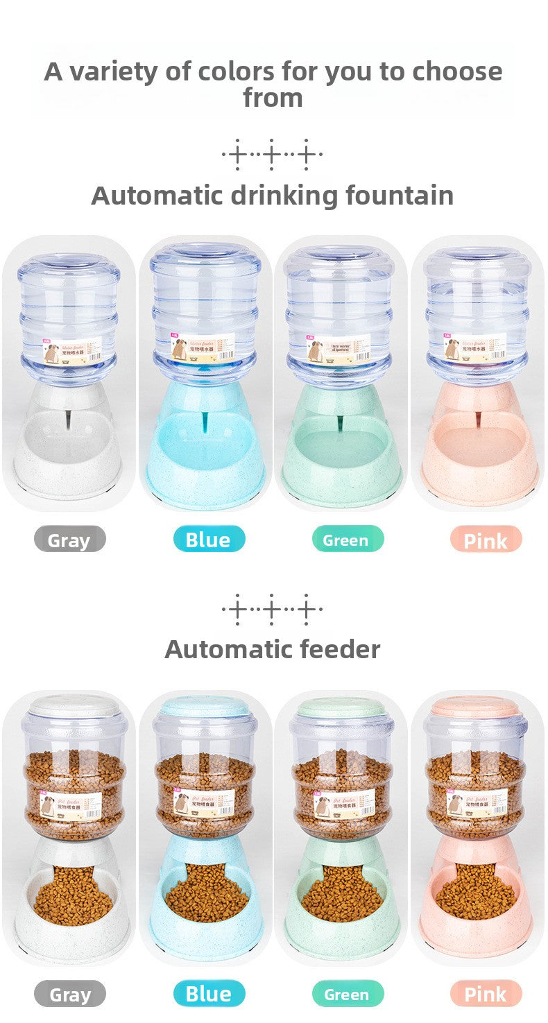 Large Capacity 3.8L Automatic Pet Feeder Dog Waterer Bowl Wheat Straw Eco Friendly Pet Supplies