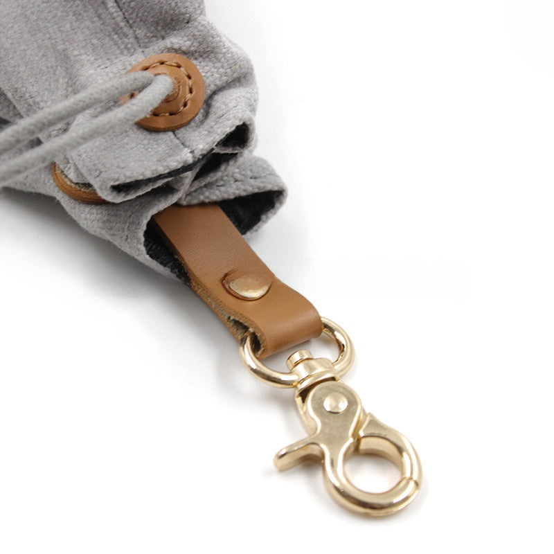 Portable Pet Dog Snack Bag Outdoor Drawstring Canvas Dog Food Bag Dog Supplies