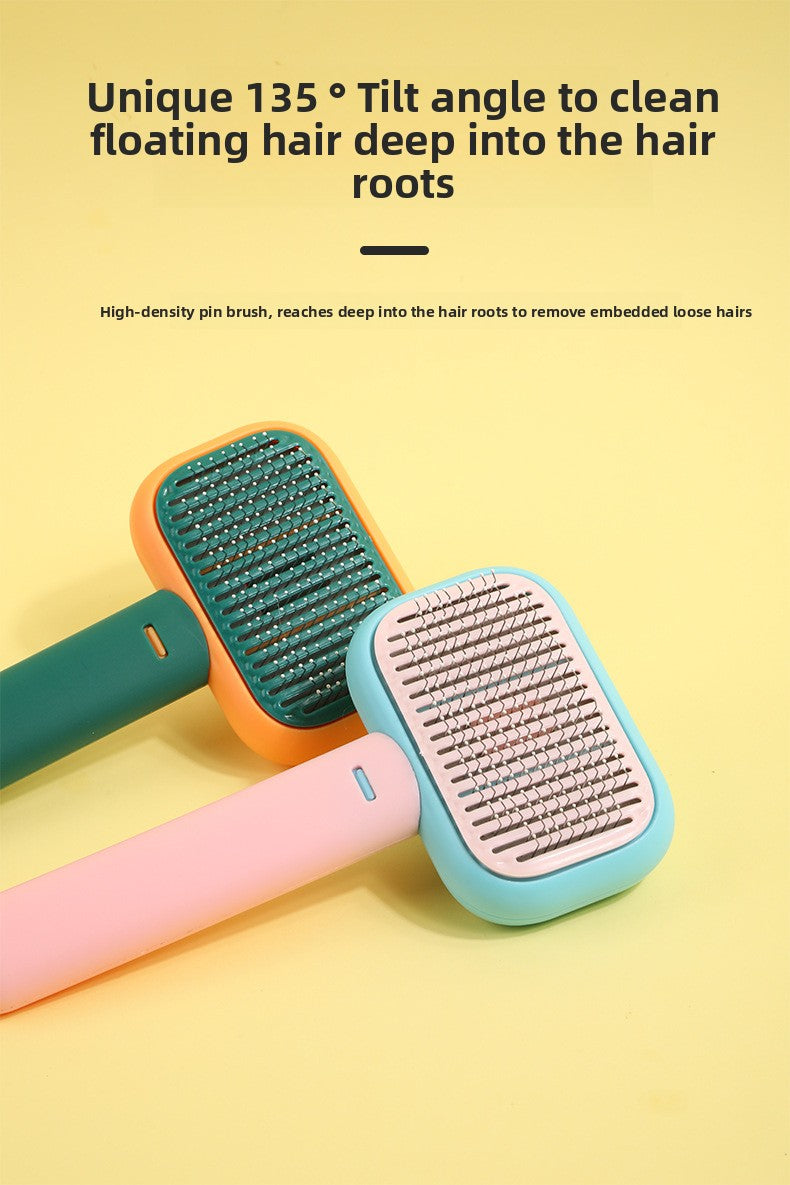 Professional Stainless Steel Pet Deshedding Brush One Click Hair Removal Comb for Cats Dogs Effective Grooming and Massage Tool