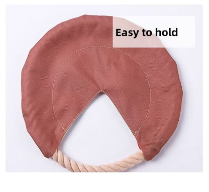 Interactive Dog Frisbee Toy Bite Resistant Cotton Rope Flying Disc for Outdoor Fetch Training and Teeth Cleaning Pizza Shaped Pet Toy