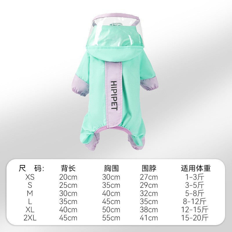 3D Dinosaur Tail Dog Raincoat Waterproof Reflective Pet Rain Poncho for Medium Large Breeds Like Golden Retriever Hooded Rain Gear