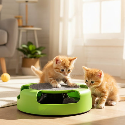 Cat Turntable Puzzle Play Plate Featuring Shadowless Mouse Toy