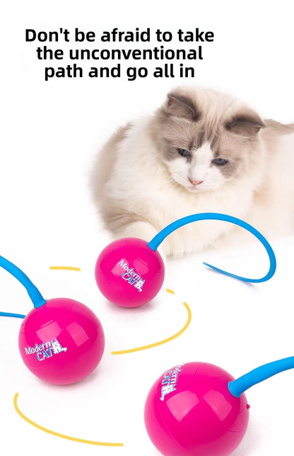 Automatic Electric Cat Toy with Irregular Sliding Magic Spinning Ball for Self-Entertainment