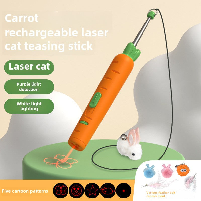 Carrot Laser Cat Teaser Infrared Laser Light Cat Teaser Feather Bell Pet Supplies