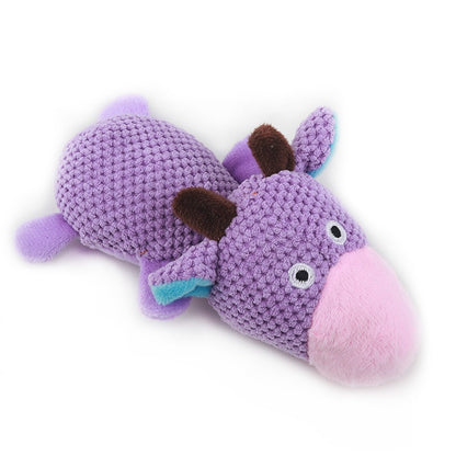 Dog Sound Resistant Bite Grind Teeth Pet Toy Plush Cow Duck Shapes Special Discount