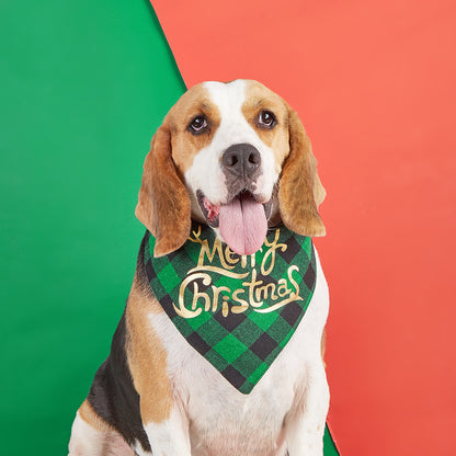 100% Cotton Plaid Pet Bib Triangle Scarf Perfect for Christmas Dog