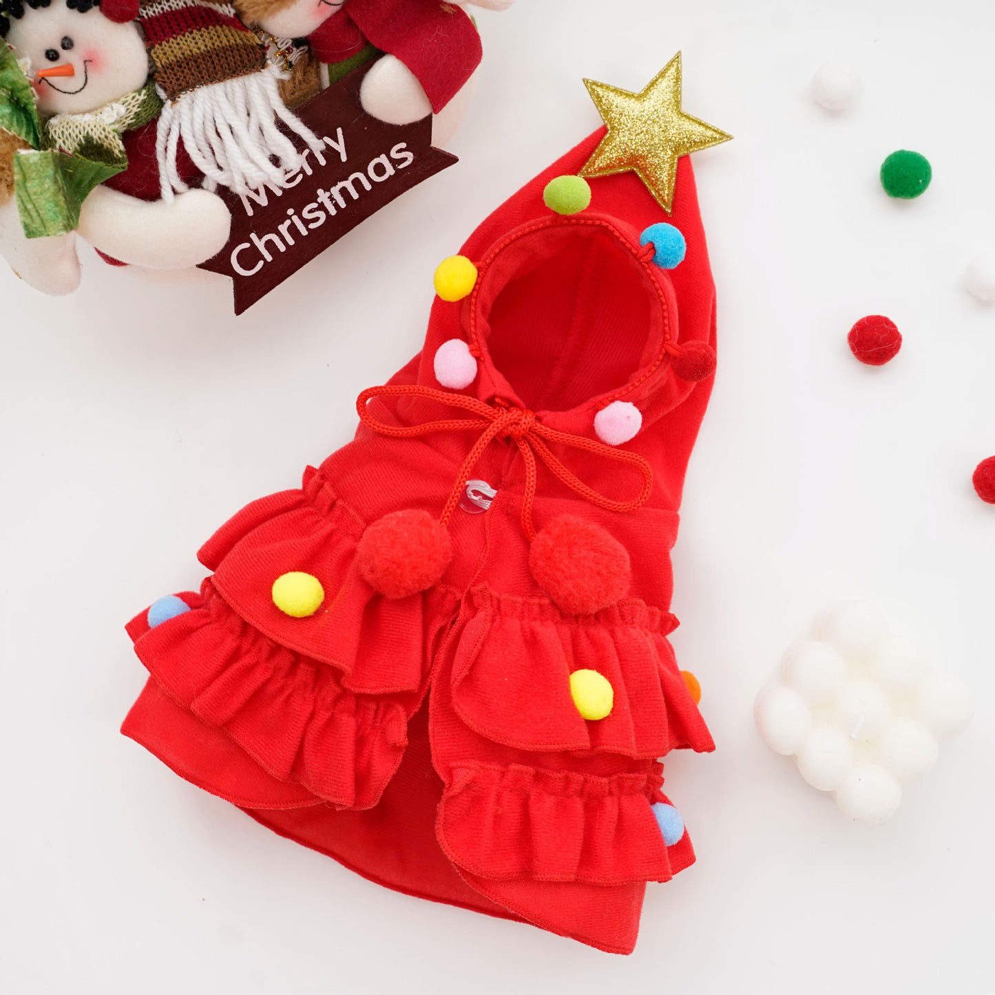 Christmas Holiday Cape Sweater for Pet Dog Cat Transformation Apparel